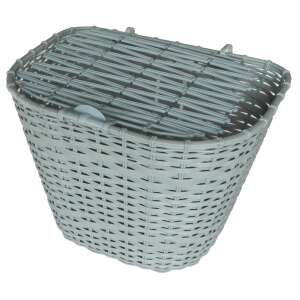 Szürke műanyag első kosár kerékpárhoz, fedéllel - BikeTrade