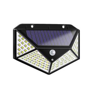 Lampă solară cu senzor de mișcare pentru exterior, 100 LED, neagră, cu panou solar integrat și senzor de mișcare - Nonbrand Lanternă solară