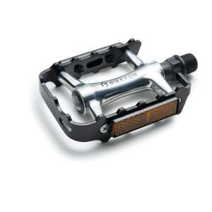 BikeFun Mountainer alumínium pedál, fekete és ezüst színben, reflektorral - Kerékpár hajtás