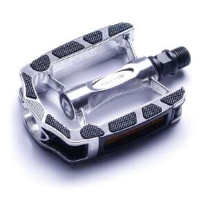 BikeFun Comfort kerékpár pedál, alumínium, fekete és ezüst, csúszásmentes gumi betétekkel - Kerékpár hajtás