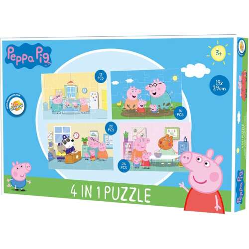 Peppa Malac 4 az 1-ben puzzle, 12, 16, 20 és 24 darabos puzzle