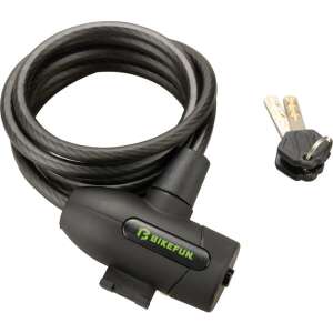 BikeFun Secutum spirálzár, 10x1200 mm, fekete, kulcsokkal - Kerékpár zár