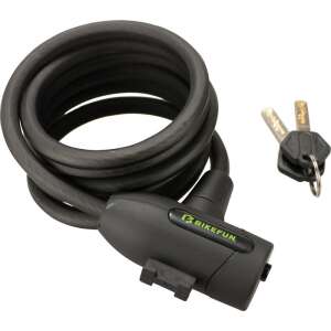 BikeFun Secutum spirálzár, 10x1800 mm, fekete, kulcsokkal - Kerékpár zár