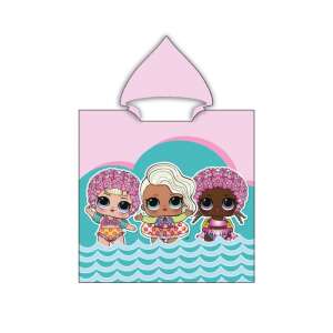 LOL Surprise Waves beach towel poncho with three LOL dolls in the water, pink and blue colors - Homyl