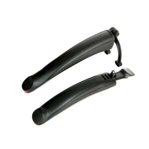 Fekete kerékpár sárvédő szett 26 colos kerékpárokhoz, első és hátsó, fékkonzolra szerelhető - BikeTrade