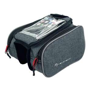 Velotech 3 részes kerékpár váz táska telefontartóval, szürke - Kerékpár kiegészítő