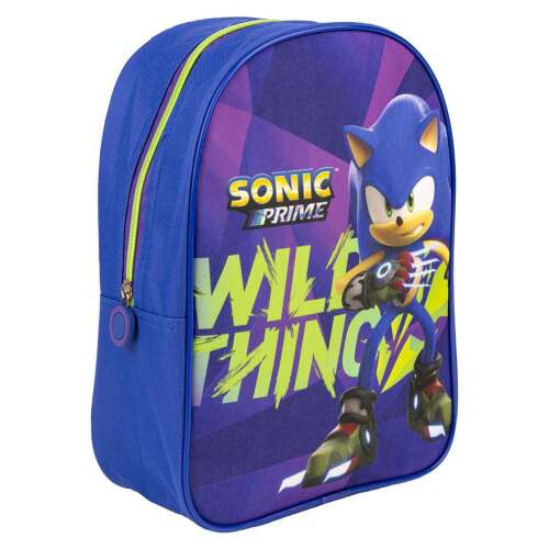 Batoh Sonic the Hedgehog Wild Thing, modrý s fialovými a zelenými detailmi, s postavičkou Sonica the Hedgehog