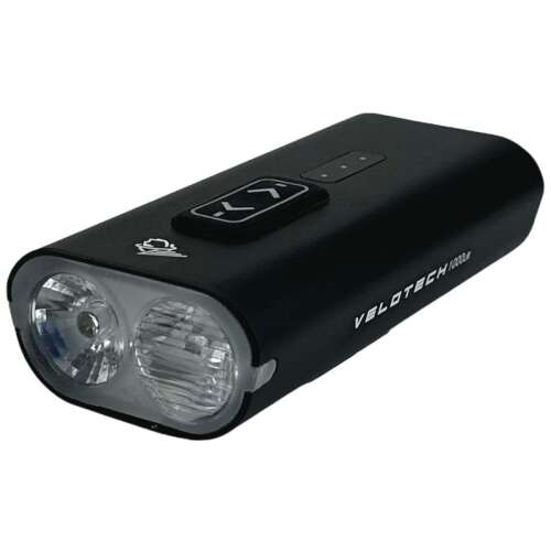 Velotech Pro 1000L kerékpár első lámpa, fekete, 1000 lumen, USB-ről tölthető