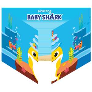 Zaproszenie na imprezę Baby Shark od Pinkfong, 8 sztuk - Rekwizyty imprezowe