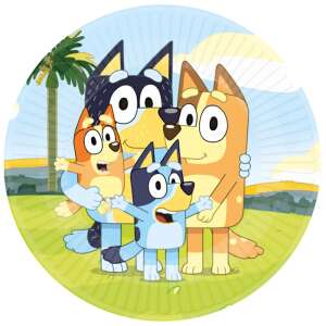 Хартиени чинии Bluey, 23 см, опаковка от 8 броя. Парти прибори за хранене със семейство Bluey. - Плоча за еднократна употреба