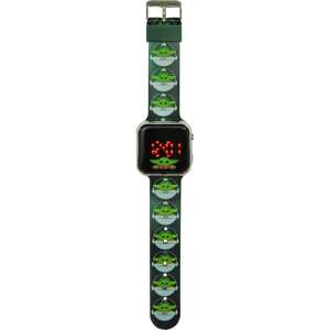 Star Wars Mandalorian digital LED watch with green silicone strap featuring Baby Yoda design - Fashion & Clothing