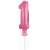 Pink number 1 foil balloon for cake, 13 cm