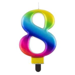 Lumânare aniversară Galaxy Numărul 8, topper curcubeu pentru tort - Decoratiuni pentru tort
