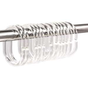 Set de 12 inele transparente pentru perdea de duș din plastic, Inele pentru perdea de duș Feridras - Raft pentru baie