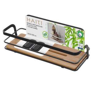 Rafturi de baie Feridras Haiti, metal negru și bambus, 1 raft - Raft pentru baie