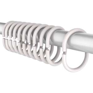 Feridras Shower Curtain Rings, White, 12 pcs 74434992 - Bathroom Furniture