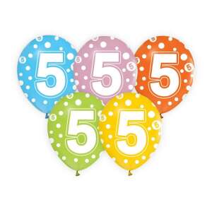 Балони Happy Birthday с номер 5, 12 инча, цветни парти декорации - Amscan