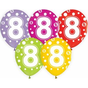 Gruppe von Happy 8 Birthday Luftballons in verschiedenen Farben - Godan