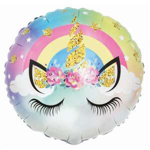 Pastell Einhorn Folienballon 36cm mit Regenbogen und goldenen Glitzerdetails - Amscan Luftballons