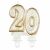 Lumânare aniversară aurie cu sclipici, numărul 20