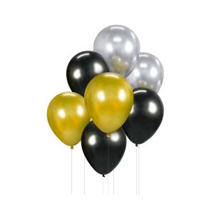 Fesztivál Balloon Set - Gold, Silver, Black - 7 pcs - 30 cm - Amscan Balloon