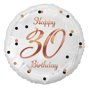 BandC 30th Birthday Foil Balloon, White and Rose Gold - Balloon