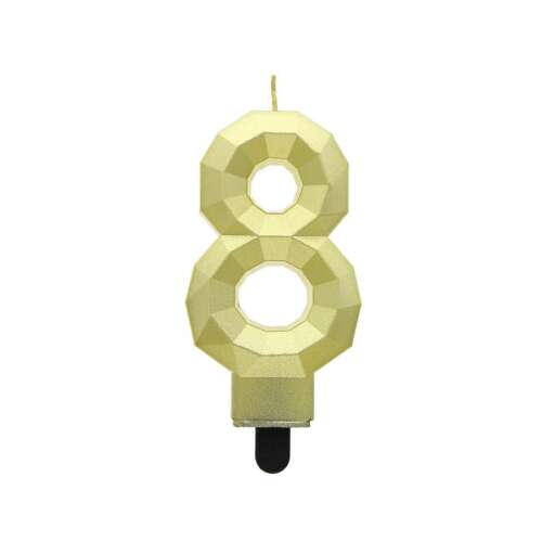 Arany 8-as születésnapi gyertya, gyémánt mintával