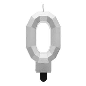 Lumânare aniversară Diamond Silver Metallic numărul 0 - Amscan