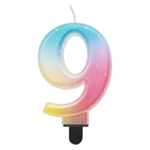 Pastel ombre number 9 birthday candle