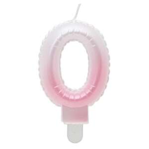 White-Pink Ombre number 0 birthday candle - Party Supply
