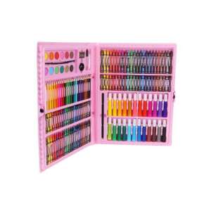 168 piece pink art set with crayons, colored pencils, oil pastels, watercolor paints, and more - Writing Tool Set