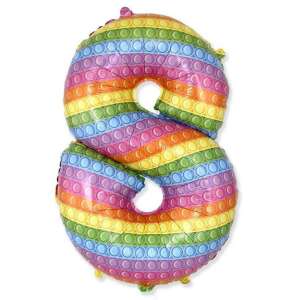 Szivárványos Pop It 8-as számú fólia lufi, 69 cm - Pop It