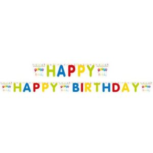Happy Birthday banner, colorful paper garland, 200 cm long, party decoration - Party Decoration
