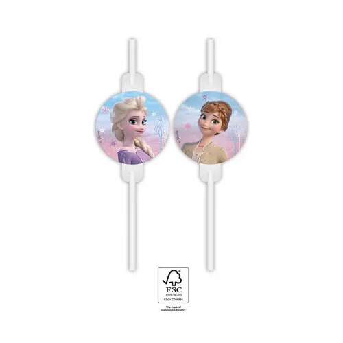 Disney Frozen II Wind Spirit Papierstrohhalme, 4er Pack, mit Elsa und Anna
