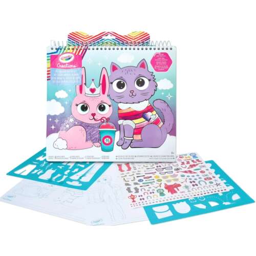 Set de autocolante Crayola Creations Pet Fashion, carte de colorat și autocolante pentru copii, proiectează haine pentru animale de companie, include șabloane, autocolante și foi de desen