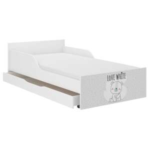 PUFI gyerekágy 160x80 matraccal és ágyneműtartóval - fehér maci 32341005 