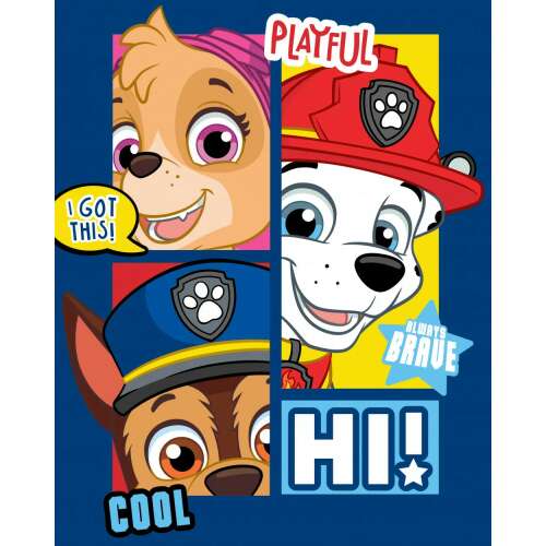 Paw Patrol fleece blanket with Chase, Marshall, Skye, and Rubble characters