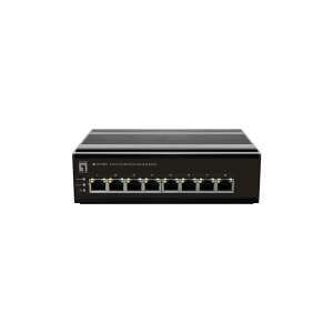 LevelOne IFS-0801 8 portos gyors Ethernet ipari switch, fekete, elülső nézet - LevelOne