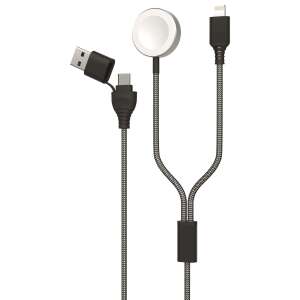 2GO 797385 USB A auf USB C und MagSafe 1 Ladekabel, 1,8m, grau - Smartwatch-Ladegerät