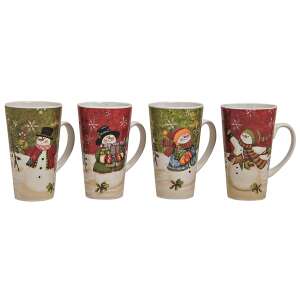 Set of 4 ceramic Christmas mugs with snowman design - Mug