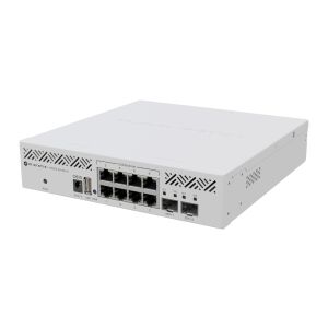 Гигабитов суич MikroTik CRS310-8G+2S+IN, изглед под ъгъл - MikroTik