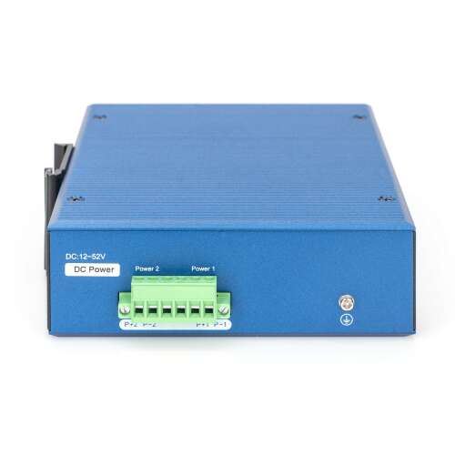 Digitus DN-651129 Ipari Gigabit Switch, hátulnézet tápcsatlakozókkal