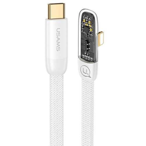 USAMS Angled USB-C to Lightning PD 20W Fast Charging Cable Iceflake Series 2m White SJ586USB02 (US-SJ586)