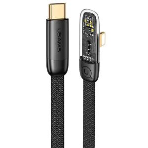 USAMS Kabel USB-C/Lightning PD 20W Iceflake Serie 2m schwarz SJ586USB01 (US-SJ586) 134282670 - Lightning-Kabel