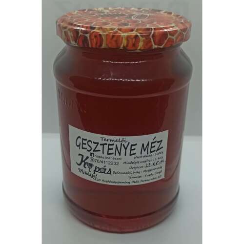 Kupás méhészet gesztenyeméz, 1 kg-os üvegben