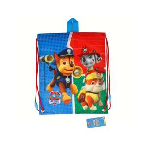 Mancs őrjárat húzózsinóros táska, kék színű, piros zsinórral, Chase, Marshall és Rubble képpel - Óvodai kellék