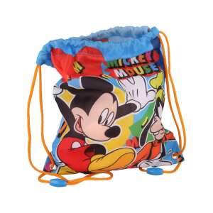 Disney Mickey Mouse húzózsinóros táska, kék és piros színben, Mickey egérrel és Plutóval - Óvodai kellék