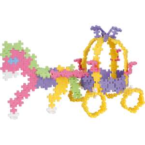 Plus-Plus Mini Pastel 3-in-1 building set, build a carriage, horse and princess, 220 pieces - Plastic Building Toy
