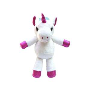 Jucărie de pluș unicorn alb cu copite roz și coamă albastră, Lansay Mon Bébé Cabrioles - Plușuri interactive