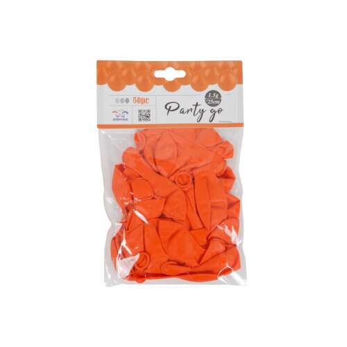 50 darabos narancssárga lufi csomag, 25cm, Party go márka